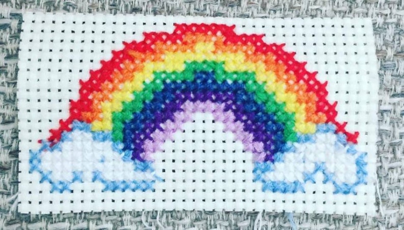 Cross stitch kit Rainbow cross stitch kit kids cross stitch kit DIY beginners cross stitch kit Gift for Teacher Paper Free Version image 5