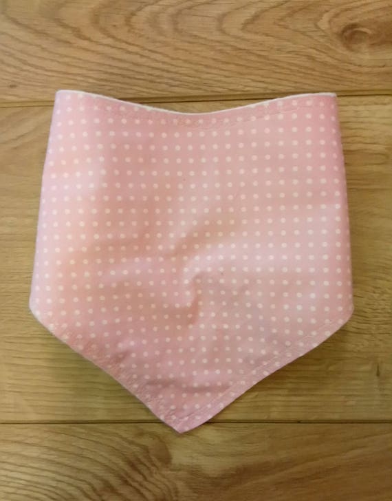 Pink Baby Bib - Polka Dot Bib - Cotton Bib - Baby Girl  Bib - Handmade Bib - Bandana Bibs - Free UK Shipping
