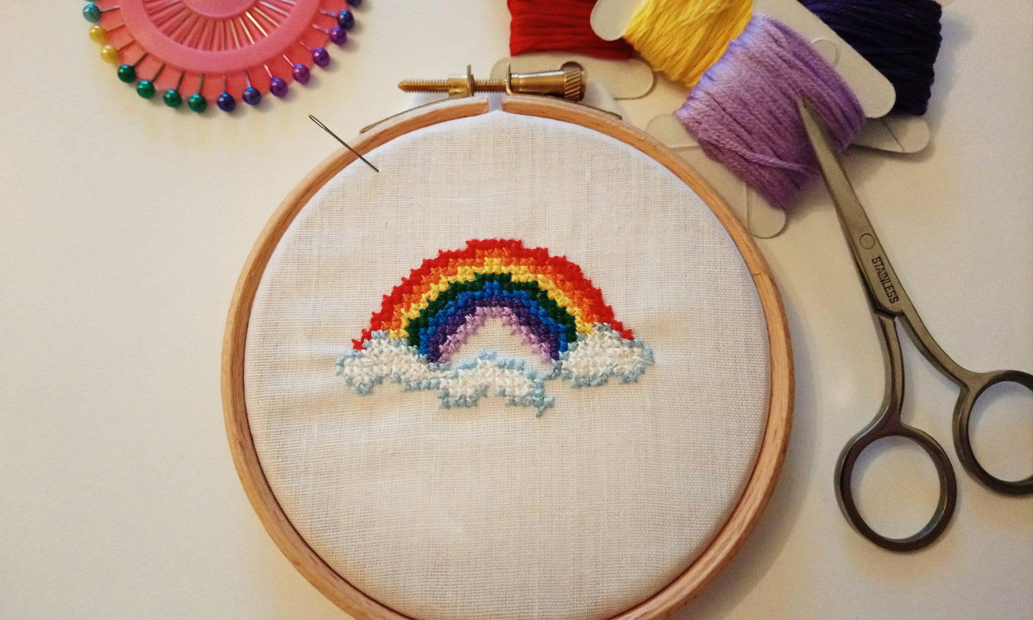 Cross stitch kit - Rainbow cross stitch kit - kids cross stitch