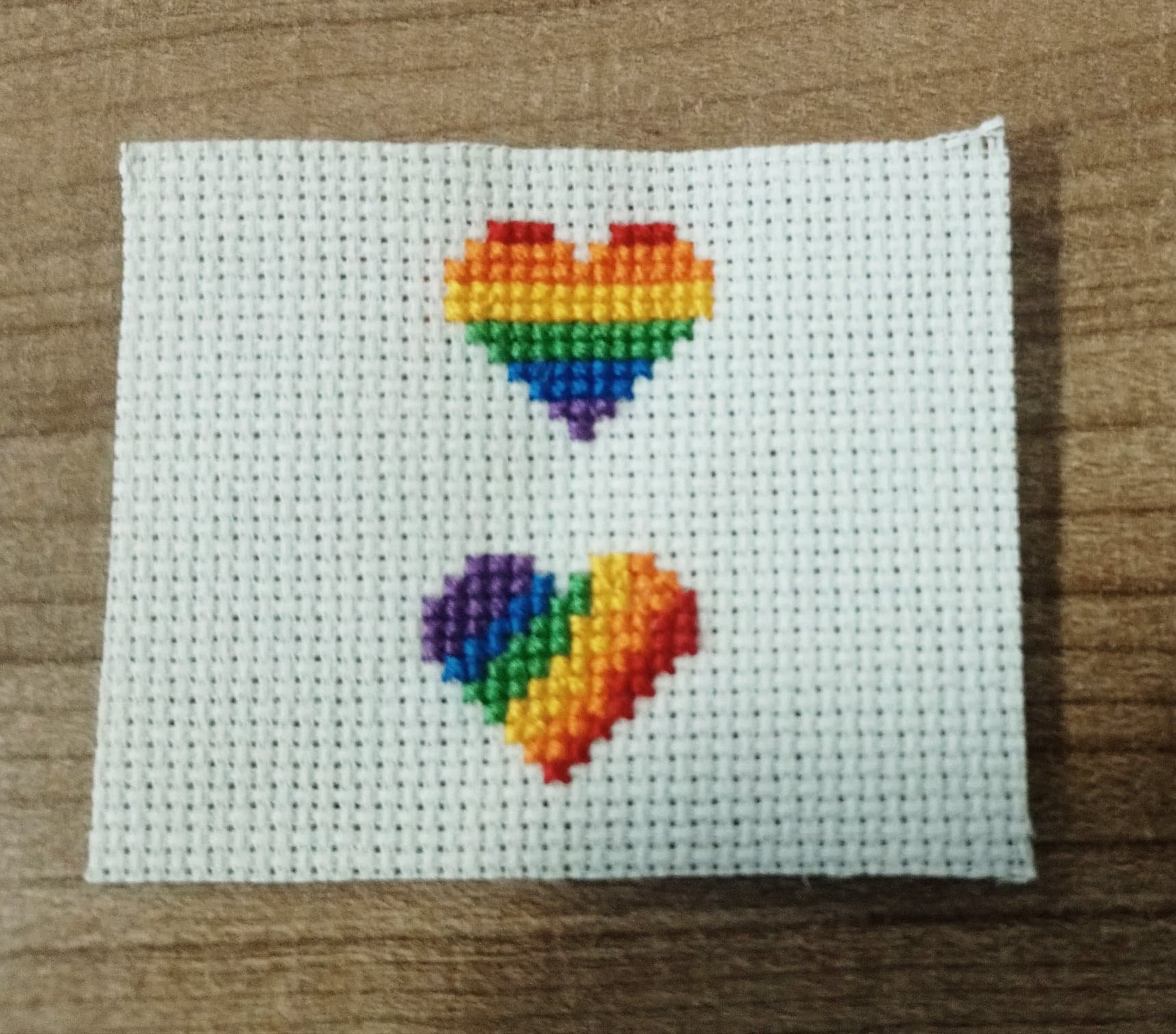 Cross stitch kit - Rainbow hearts cross stitch kit - kids cross