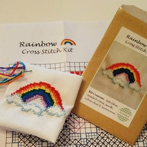 Cross stitch kit Rainbow cross stitch kit kids cross stitch kit DIY beginners cross stitch kit Gift for Teacher Paper Free Version image 1