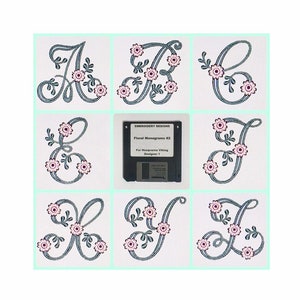 Floral Monograms #2 Embroidery Designs Disk for Husqvarna Viking Designer 1
