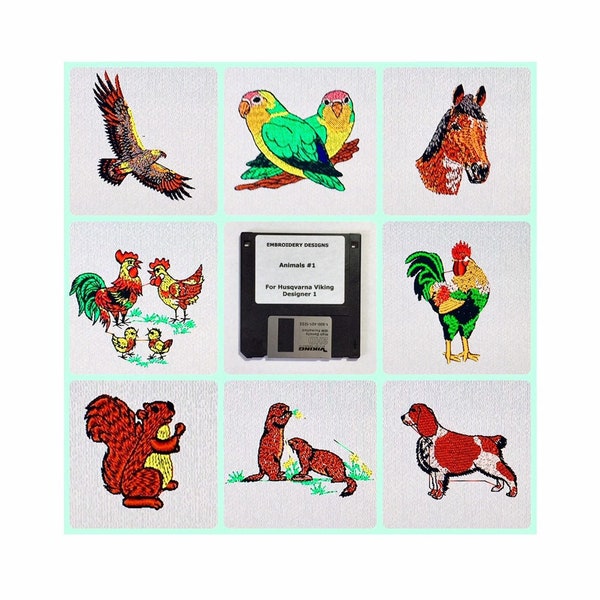 Animaux #1 Broderie Designs Disque disquette pour Husqvarna Viking Designer 1