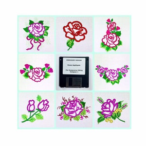 Rose Applikationen Embroidery Designs Disk für Husqvarna Viking Designer 1 -Andere Formate auf CD erhältlich