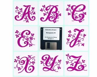 Monograms #3 Embroidery Designs Floppy Disk for Husqvarna Viking Designer 1 -Other Formats on CD Available
