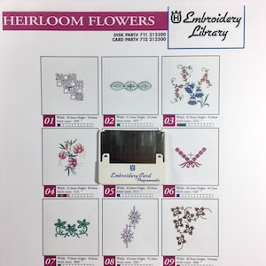 家宝の花の刺繍デザインカード、ハスクバーナ バイキング ローズ、#1+、1250、スカンジナビア アイリス、オルケディア / プログラム可能なカード