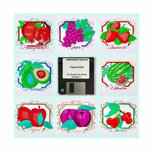 Disco con diseños de bordado de frutas de lujo para máquina de bordar Husqvarna Viking Designer 1