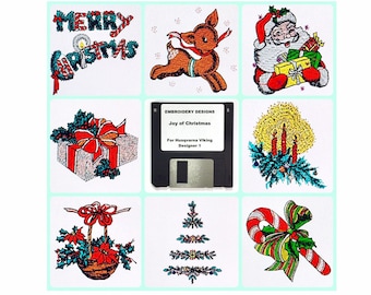 Joy Of Christmas Holiday Embroidery Designs Disk for Husqvarna Viking Designer 1 -Other Formats on CD Available