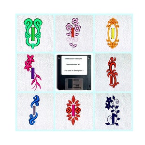 Buttonholes #1 Embroidery Designs Disk for Husqvarna Viking Designer 1 Embroidery Machine-Other Formats on CD Available