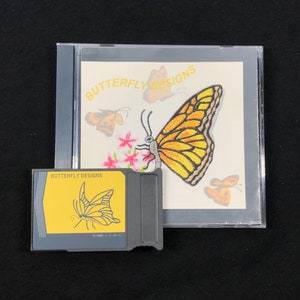 Tarjeta con diseños de bordado de mariposas para máquinas de bordar Janome Elna Kenmore