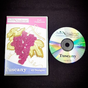 Anita Goodesign Tuscany Wine  And Grapes Embroidery Designs Multi-format CD