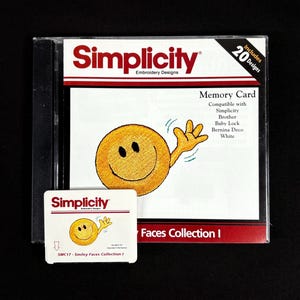 Smiley Emoji Gesichter Stickerei Design Karte für Brother Bernina Deco Weiß Baby Lock und SIMPLECITY Stickmaschinen