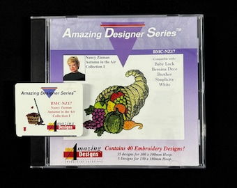 Autumn in the Air Embroidery Designs Card for Brother Bernina Deco White Baby Lock and Simplicity Embroidery Machines