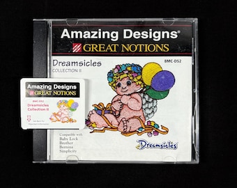 Dreamsicles II Angels Embroidery Designs Card for Brother Bernina Deco White Baby Lock and Simplicity Embroidery Machines