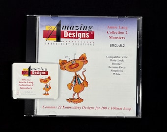 Monsters Embroidery Designs Card for Brother Bernina Deco White Baby Lock and Simplicity Embroidery Machines