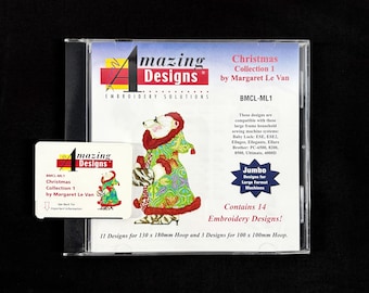 Christmas 1 Embroidery Designs Card By M Le Van for Brother Bernina Baby Lock Embroidery Machines W/Large Hoop