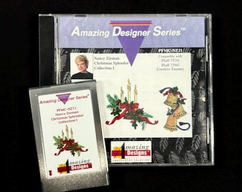 Christmas Splendor Embroidery Designs Card for Pfaff 7570, 7560 and Creative Fantasy embroidery Machines -Amazing Designs
