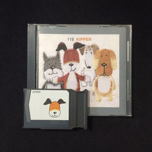 Tarjeta n.° 115 con diseños de bordado de perro Kipper para máquinas de bordar Janome Elna Kenmore