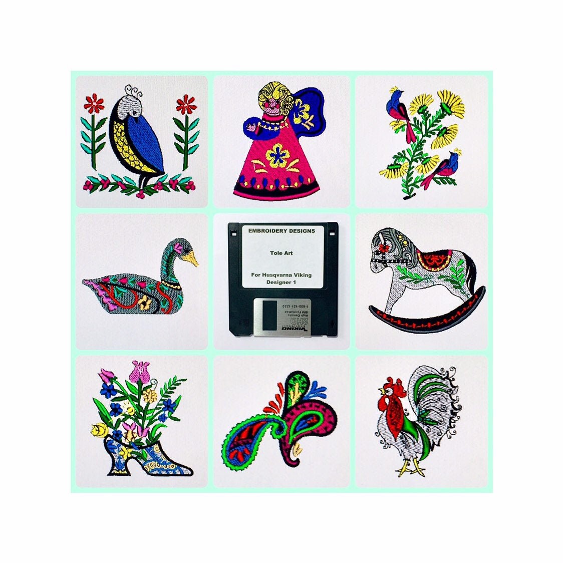 Tole Art Embroidery Designs Disk for Husqvarna Viking Designer - Etsy