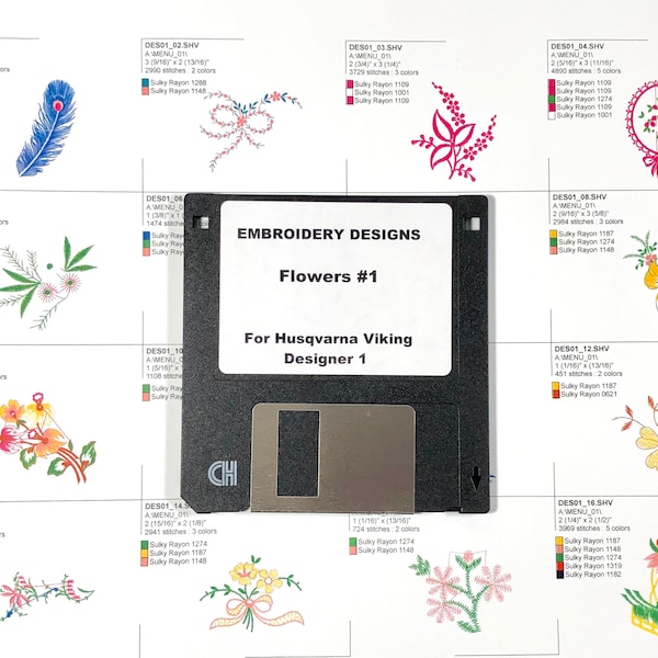 Designer 1 Floppy Disk Embroidery Designs Etsy