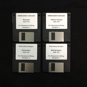 Disco 100 Conjunto de 4 disquetes de bordado para máquina de bordar Husqvarna Viking Designer 1