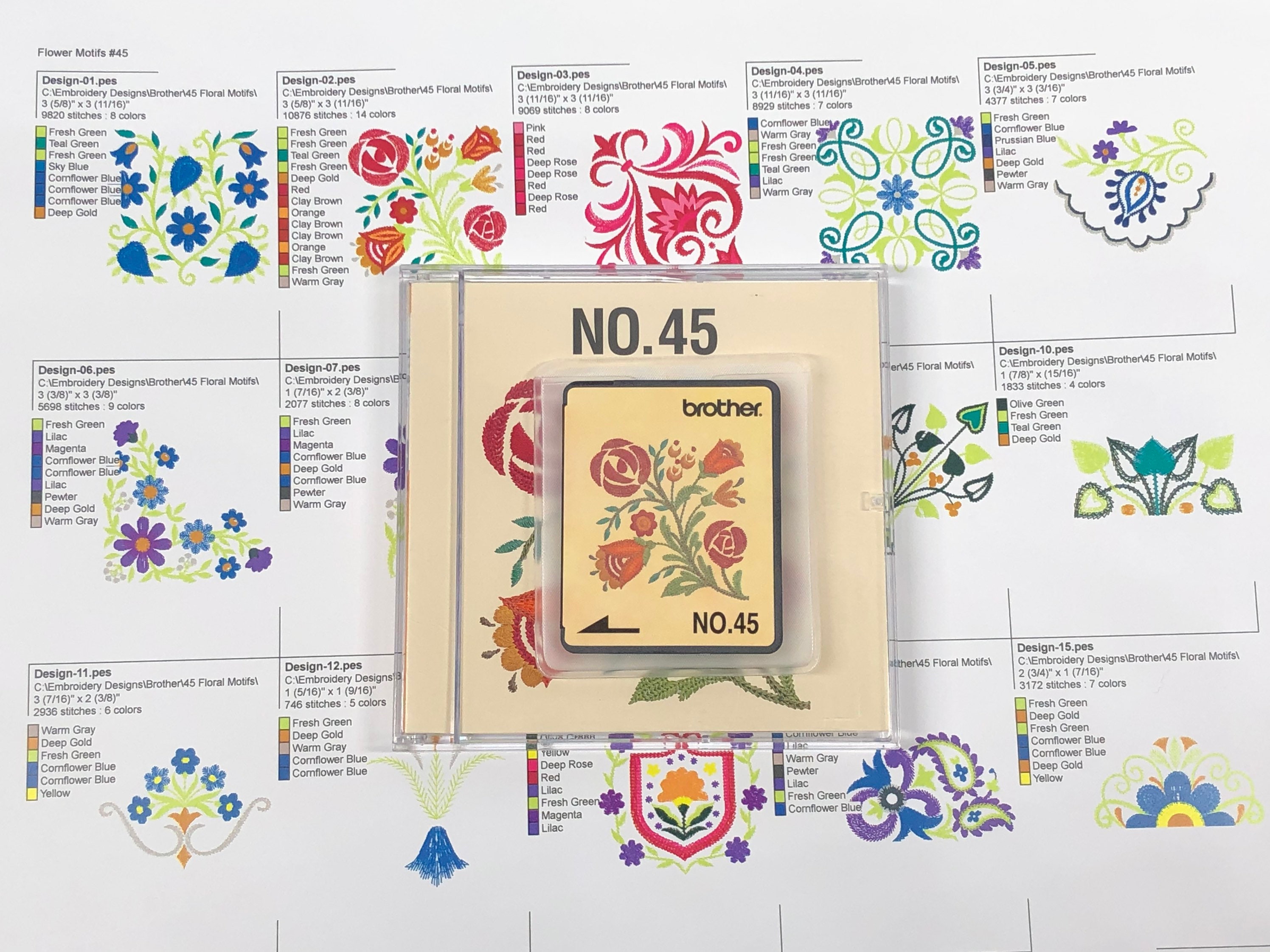 Floral Motifs Embroidery Designs Card #45 for Brother Bernina Deco