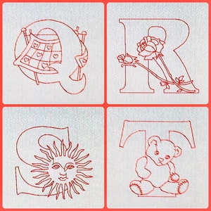 Redwork Alphabet Embroidery Designs Card for Husqvarna Viking Rose, #1 ...