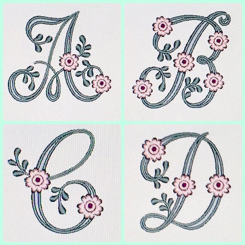 Floral Monograms 2 Embroidery Designs Disk for Husqvarna Viking