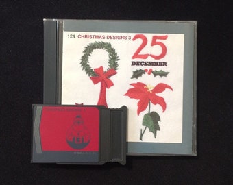 Christmas 3 Embroidery Designs Card #124 for Janome Elna Kenmore