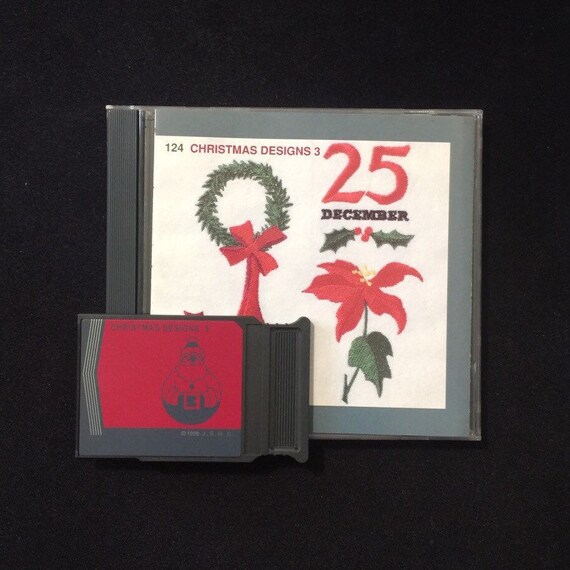Christmas 3 Embroidery Designs Card #124 for Janome Elna Kenmore