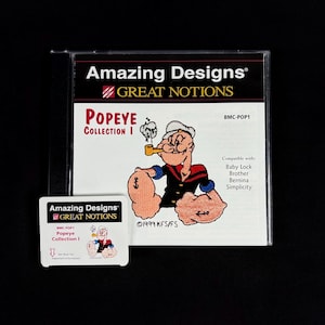 Popeye Collection Borduurontwerpenkaart voor Brother Bernina Deco White Baby Lock and Simplicity borduurmachines