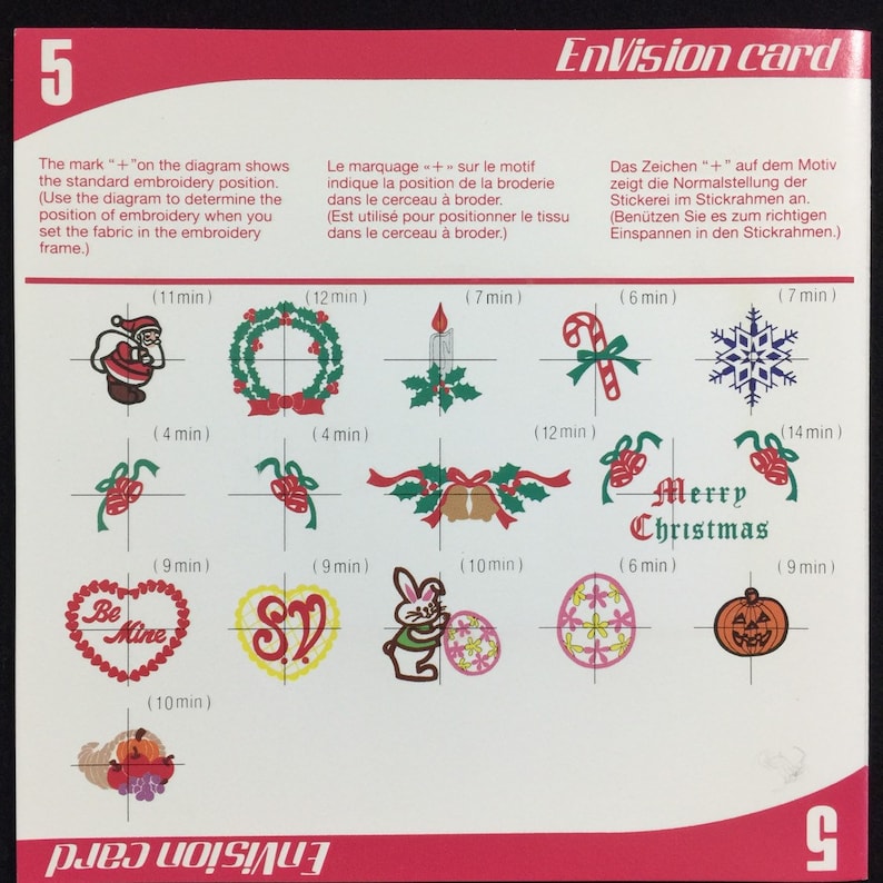 Envision Embroidery Designs Card 5 Christmas Designs for Janome Elna