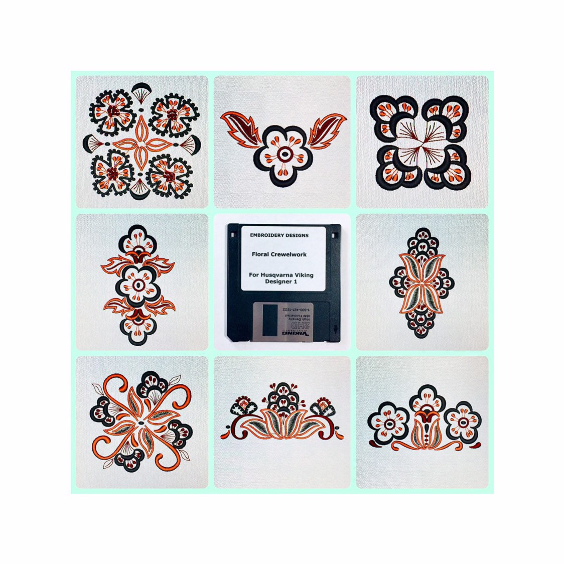 Floral Crewelwork Embroidery Designs Disk for Husqvarna Viking - Etsy