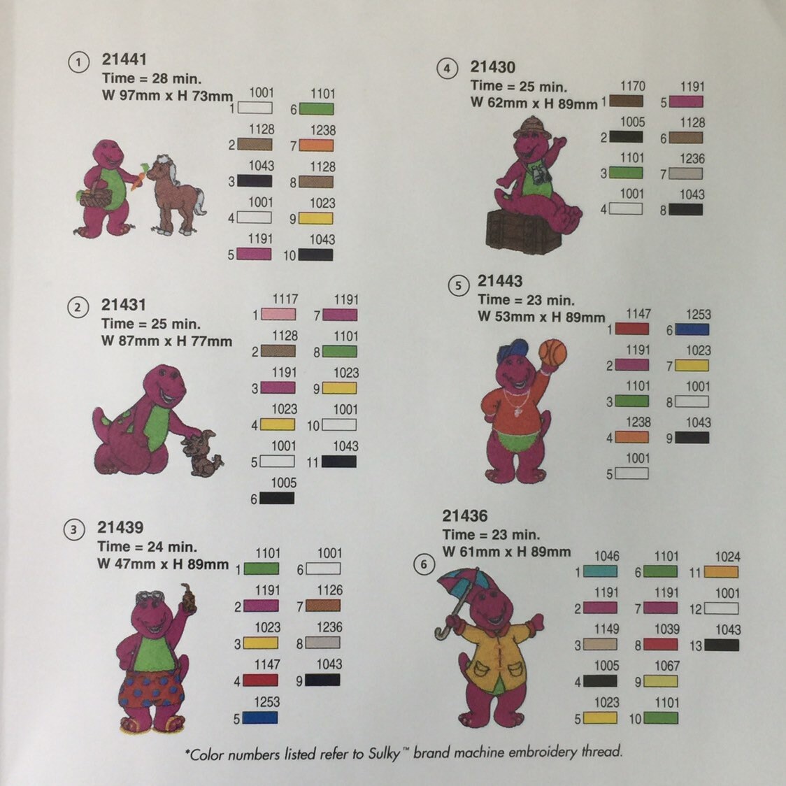 Barney Collection Embroidery Designs Card for Pfaff 7570, 7560 and ...