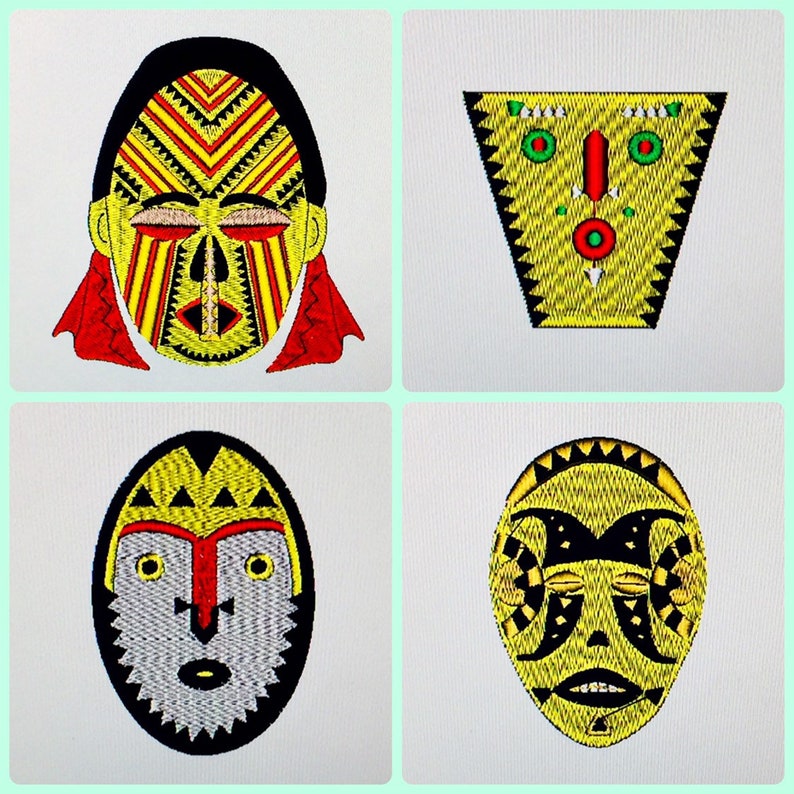 African Masks Embroidery Designs Disk for Husqvarna Viking Etsy
