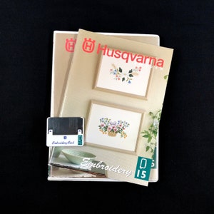 Tarjeta n.° 15 con diseños de bordado "Flower Romance" para máquinas de bordar Husqvarna Viking Rose Scandinavia Iris