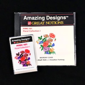 Tarjeta con diseños de bordado floral n.° 1 para máquinas de bordar Pfaff 7570, 7560 y 2140 Creative Fantasy - Diseños increíbles