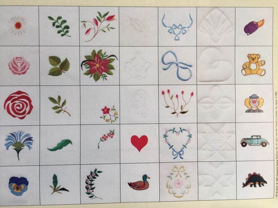 Sampler Embroidery Designs Card #1 for Husqvarna Viking Rose, #1+