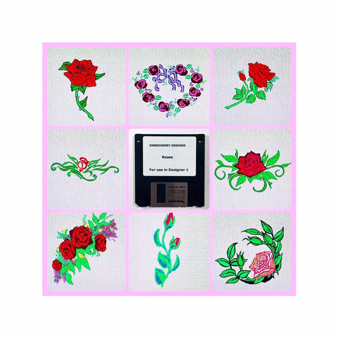 Roses Stickdateien Stickdatei für Husqvarna Viking Designer 1 Stickmaschinen
