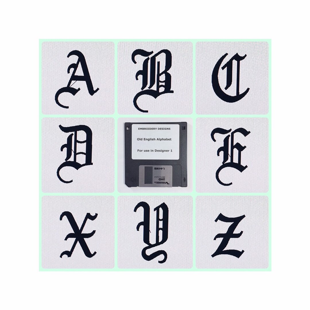 Old English Alphabet Embroidery Designs Floppy Disk for Husqvarna