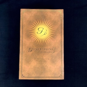 May include: A brown box with a gold border and a sunburst design. The box has the text "Generations" and "automatic digitizing software" on it. The box also has the text "The Total Solution for the Home Embroiderer" on it.