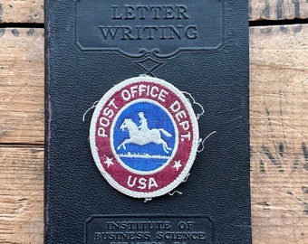 Vintage U.S. Mail post office dept. USA patch, USPS collectible, office desk decor, messenger bag patch, stationery lover gift, man on horse