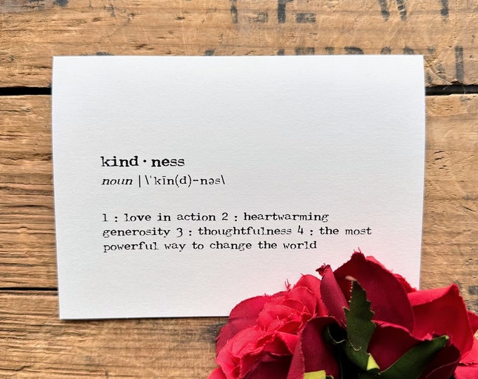 Kindness Definition Greeting Card in Typewriter Font With Envelope and ...