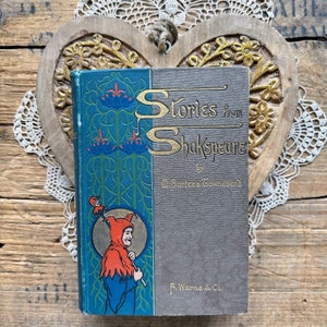 Rare antique 1899 Stories from Shakespeare book by M Svrtees Townesend, Puck Midsummer Night&#39;s Dream, Macbeth, Hamlet, collectible book