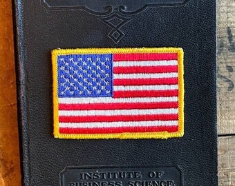 Vintage American flag embroidered army patch, like new collectible, office desk decor, add to messenger bag, gift for army, military member
