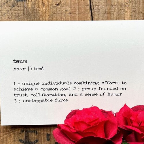 Team Definition Greeting Card in Typewriter Font With Envelope Etsy