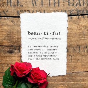 Bellissima stampa ad alta definizione con font da macchina da scrivere su carta fatta a mano 5 x 7, 8 x 10, 11 x 14, anniversario, compleanno della mamma, migliore amica, regalo figlia