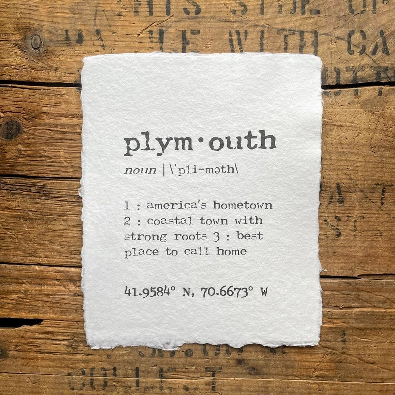 Plymouth Massachusetts Definition Print In Typewriter Font On Etsy 