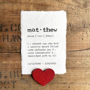 matthew custom name definition on handmade paper