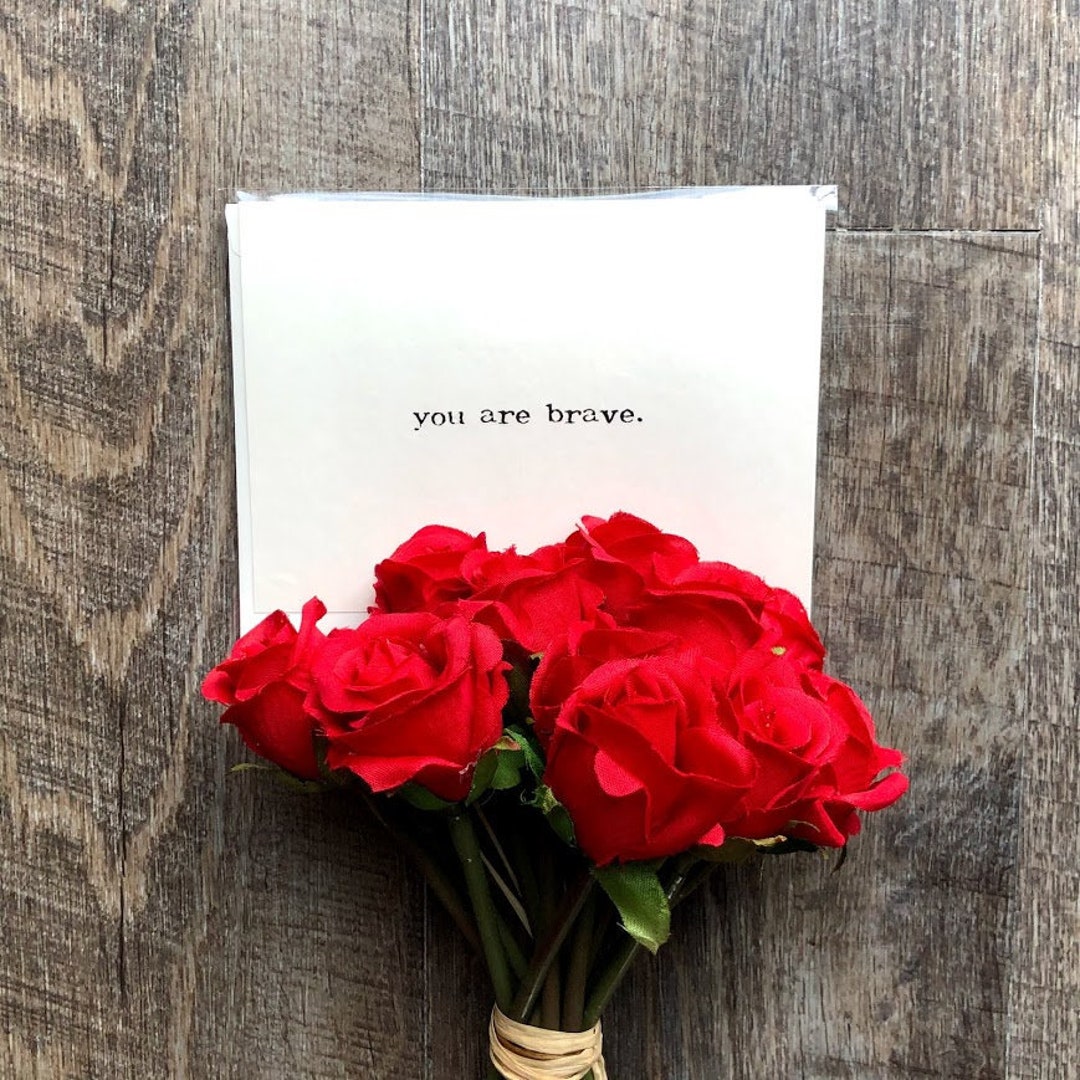 You Are Brave Compliment Greeting Card in Typewriter Font With Envelope ...